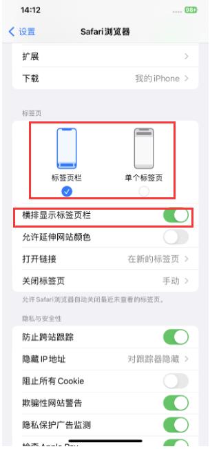 抱由镇苹果手机维修分享Safari浏览器如何切换标签栏位置 