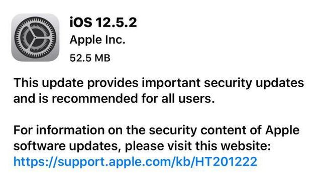 抱由镇苹果手机维修分享iOS12.5.2发布，建议所有老苹果用户安装 
